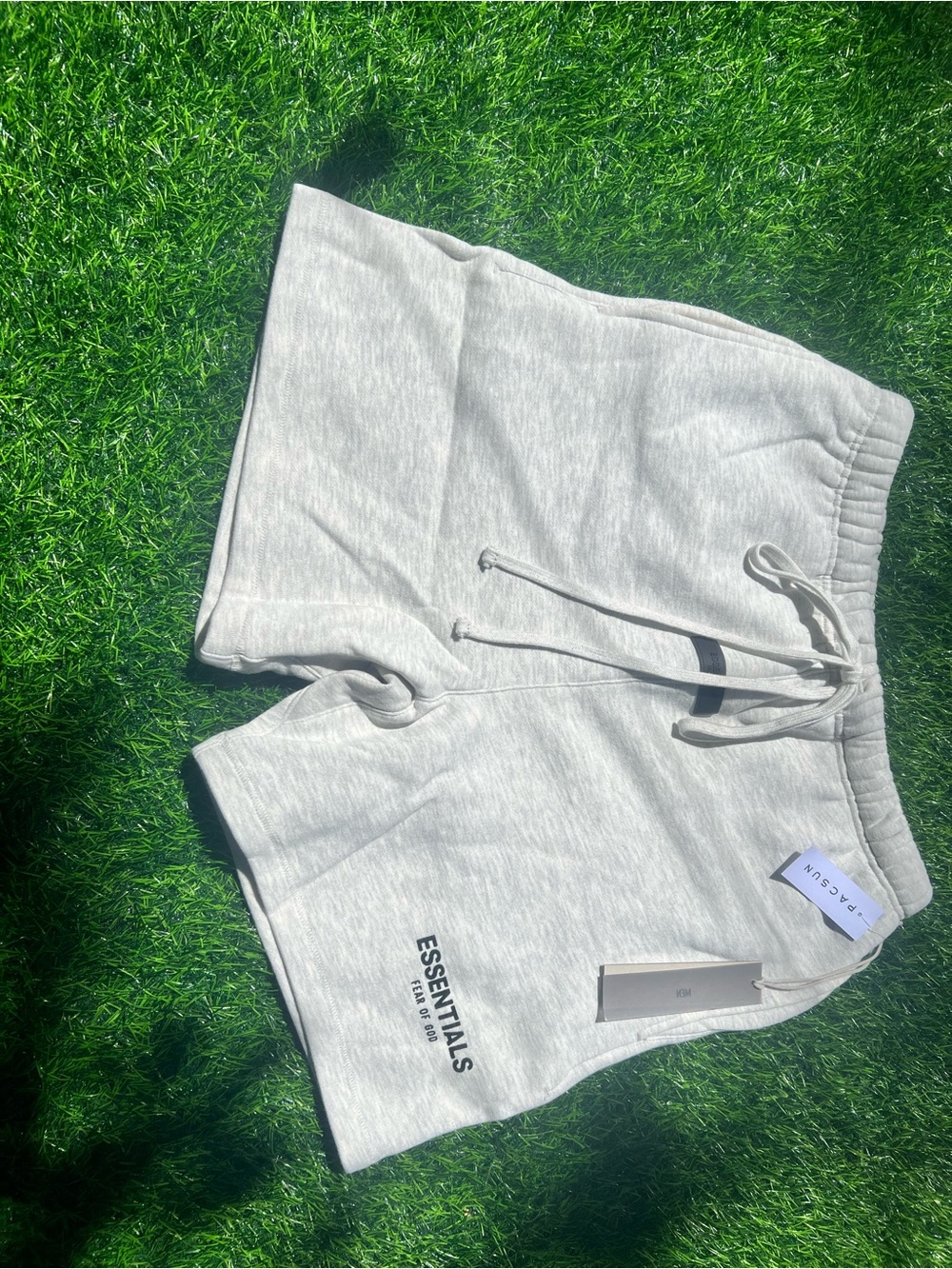 ESSENTIALS Heather Light Gray Drawstring Sweat Shorts